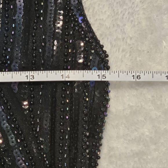 NEW Gatsby Black Sequin Dress Size S Party Fringe Retro Festive Beaded Bodycon - Picture 7 of 12